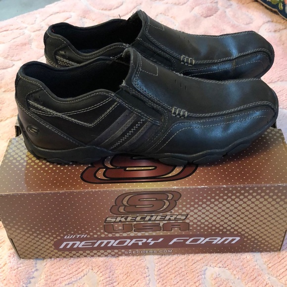 Skechers Other - 10 Skechers Men’s Black Leather Shoes Loafers Slip On Driving Casual Everyday